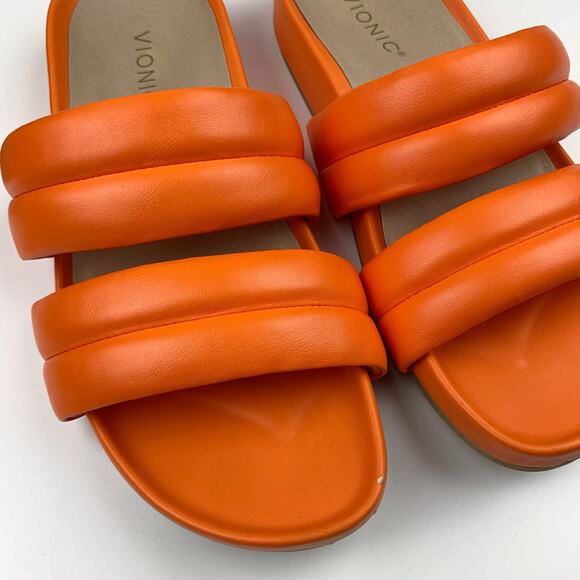 Vionic Mayla Slides Sandals Orange Double Padded Straps Slip On Women's 8.5 - Picture 3 of 11
